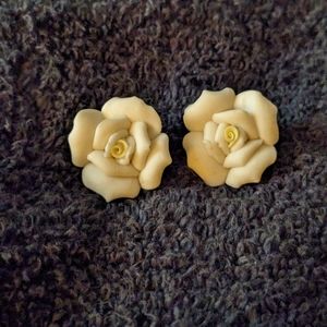 Vintage White Rose Earrings
